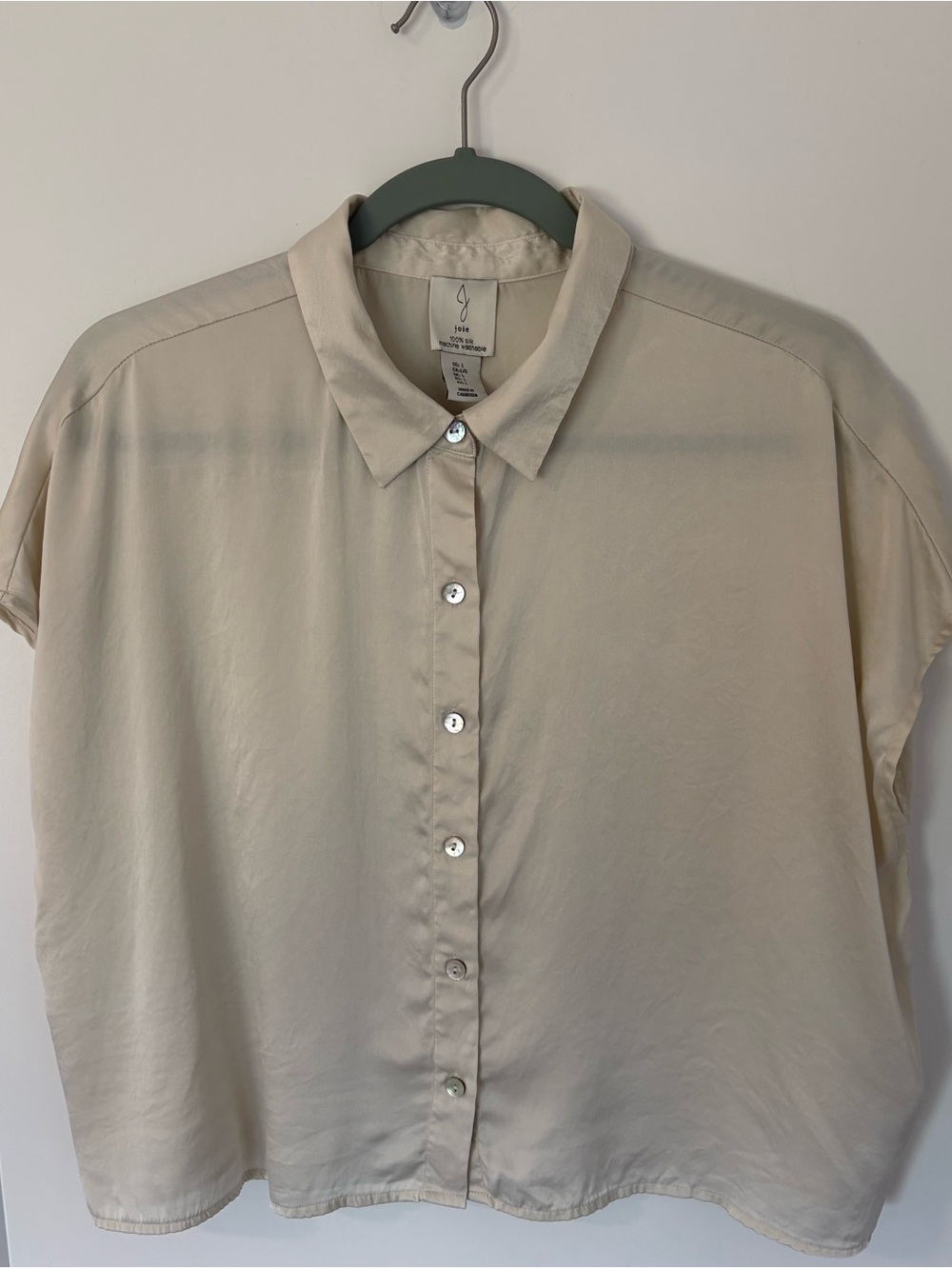 Joie Cream Short-Sleeve Button-Down Shirt
